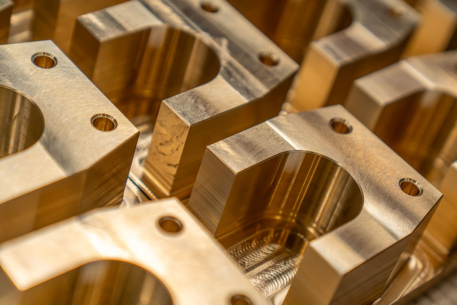 Close-up of precision machined metal components